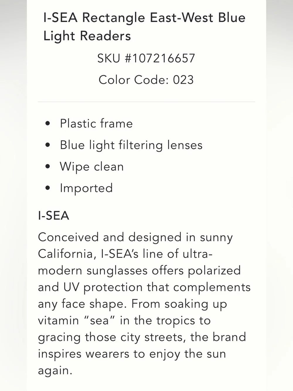 ANTHROPOLOGIE➕I-SEA East West Blue Light Reader Glasses NWT